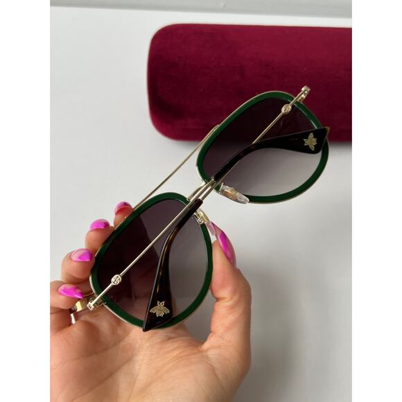 NEW Gucci GG0062S 003 Aviator Sunglasses in Red/Green - Picture 3 of 11